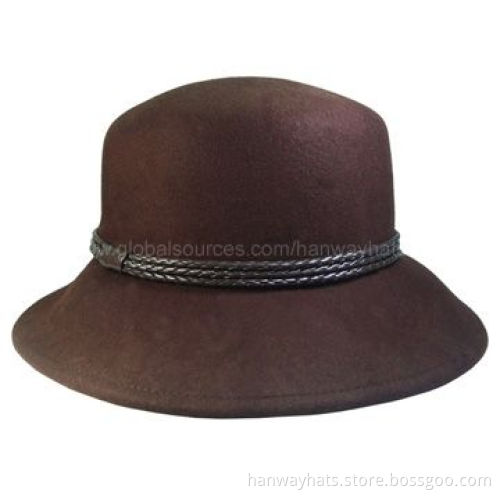 Fashionable Wool Felt Micro Brim Hat with 3 Rows of Braided PVC Trim